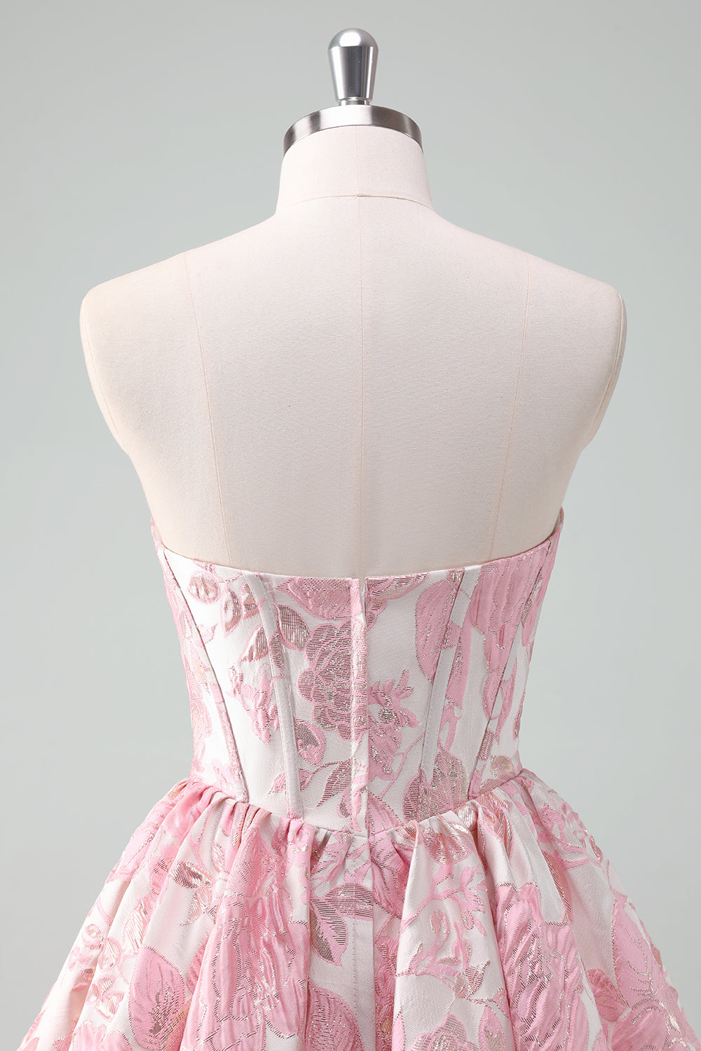 Beauty Blue A Line Pleated Strapless Corset Floral Mini Dress