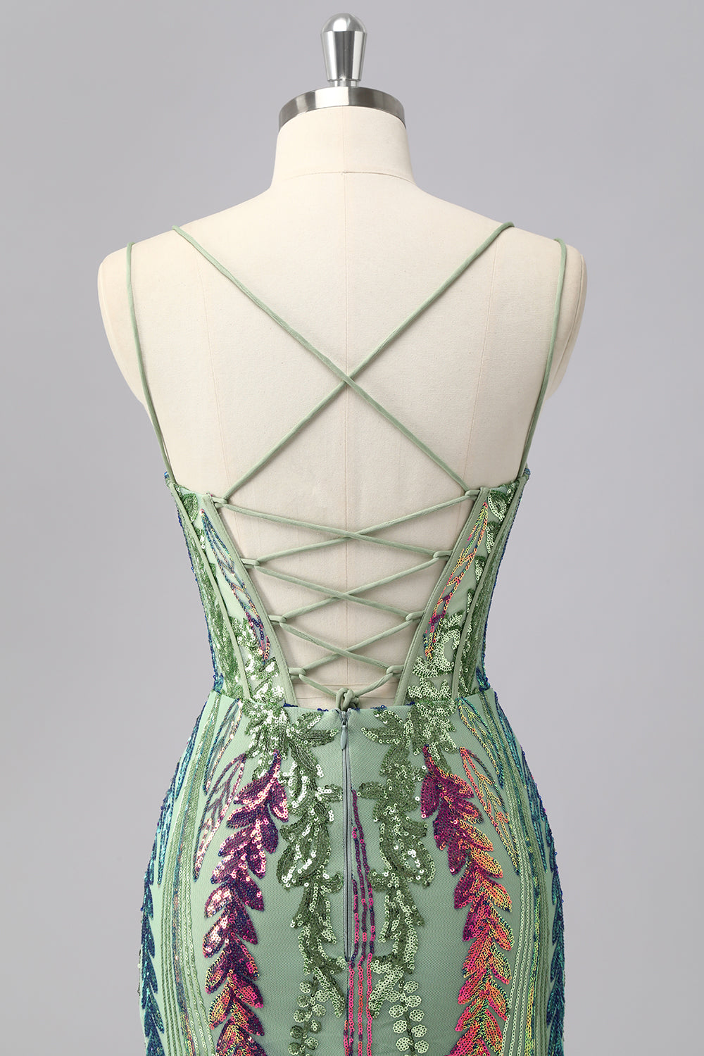 Sparkly Green Corset Tight Homecoming Dress with Lace-up Back
