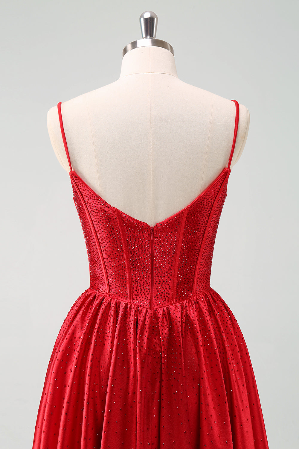 Dark Green A-Line Spaghetti Straps Corset Pleated Mini Dress