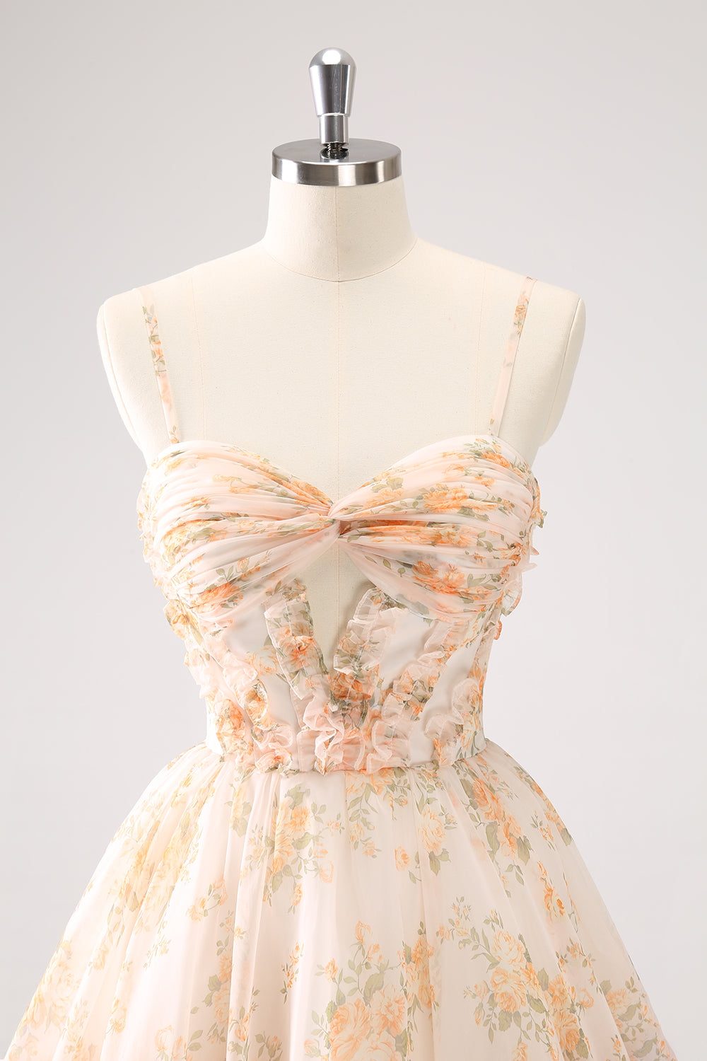 Lilac A-Line Floral Prints Ruffled Tiered Mini Dress