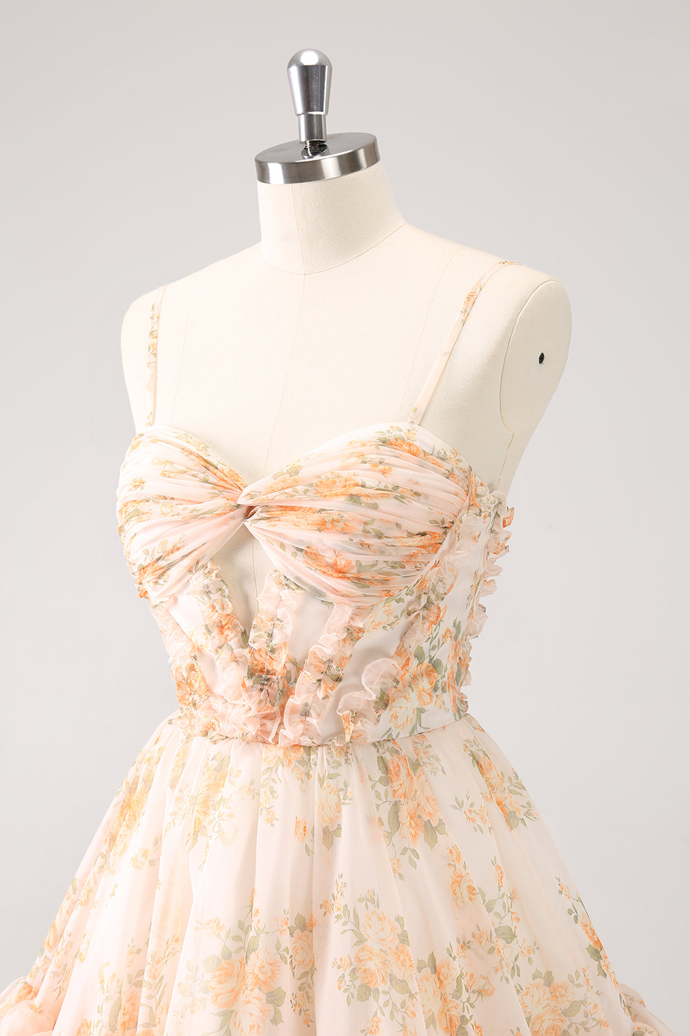 Lilac A-Line Floral Prints Ruffled Tiered Mini Dress