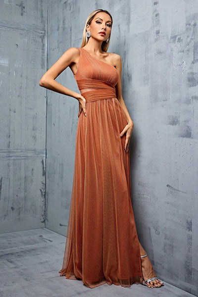 Pleats One Piece Dress in Gradient Print