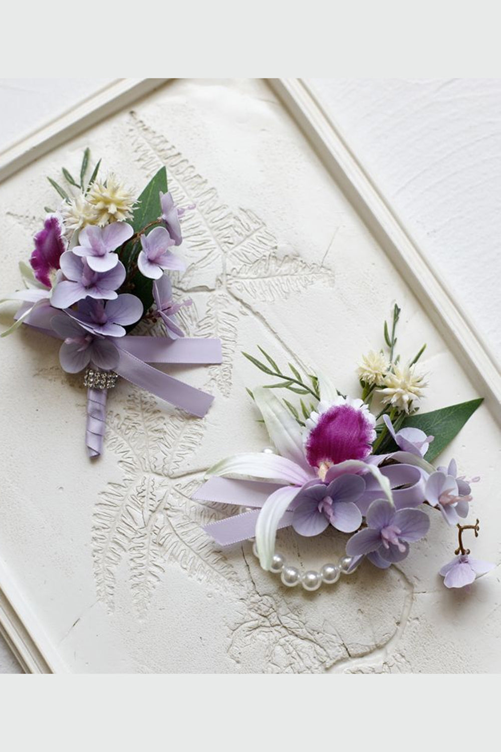 Wedding Burgundy Wrist Corsage and Boutonniere Set
