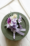 Wedding Burgundy Wrist Corsage and Boutonniere Set