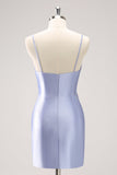 Sparkly Blue Sequined Tight Mini Dress with Beading