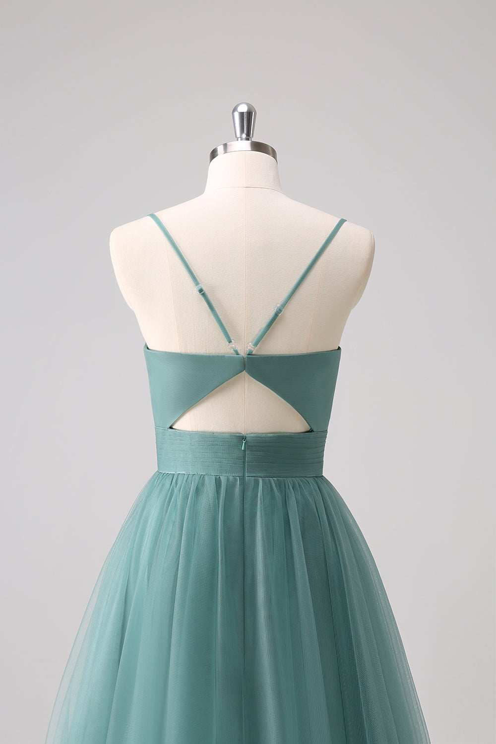 Eucalyptus A Line Tulle Maxi Dress with Hollow Out Back