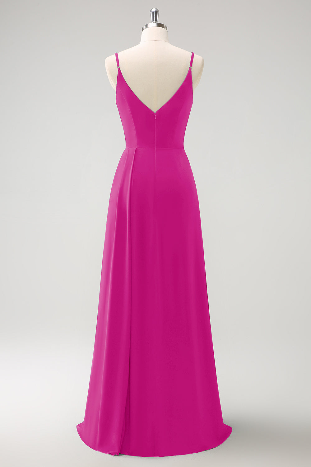 Dark Green Spaghetti Straps Ruche Long Bridesmaid Dress with Slit