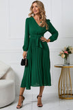 Black A Line Long Sleeves Tea Length Dress