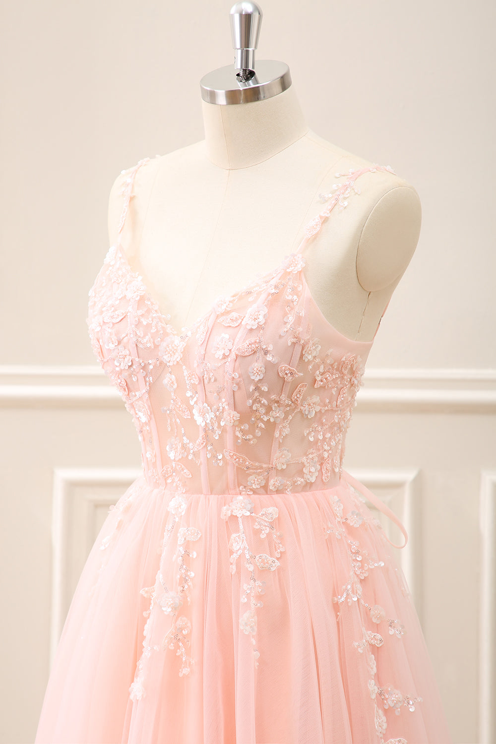 Royal Blue Corset Sequined A Line Tulle Maxi Dress with Appliques