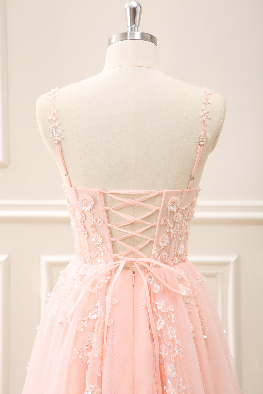 Royal Blue Corset Sequined A Line Tulle Maxi Dress with Appliques