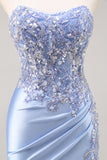 Strapless Mermaid Beaded Dark Green Prom Dress with Slit