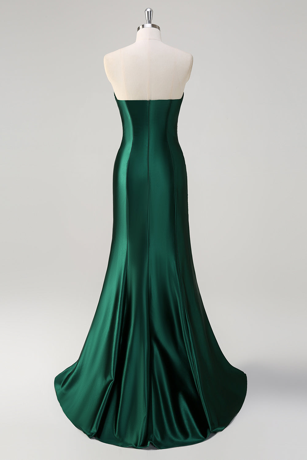 Red Mermaid Pleated Strapless Prom Dress with Split