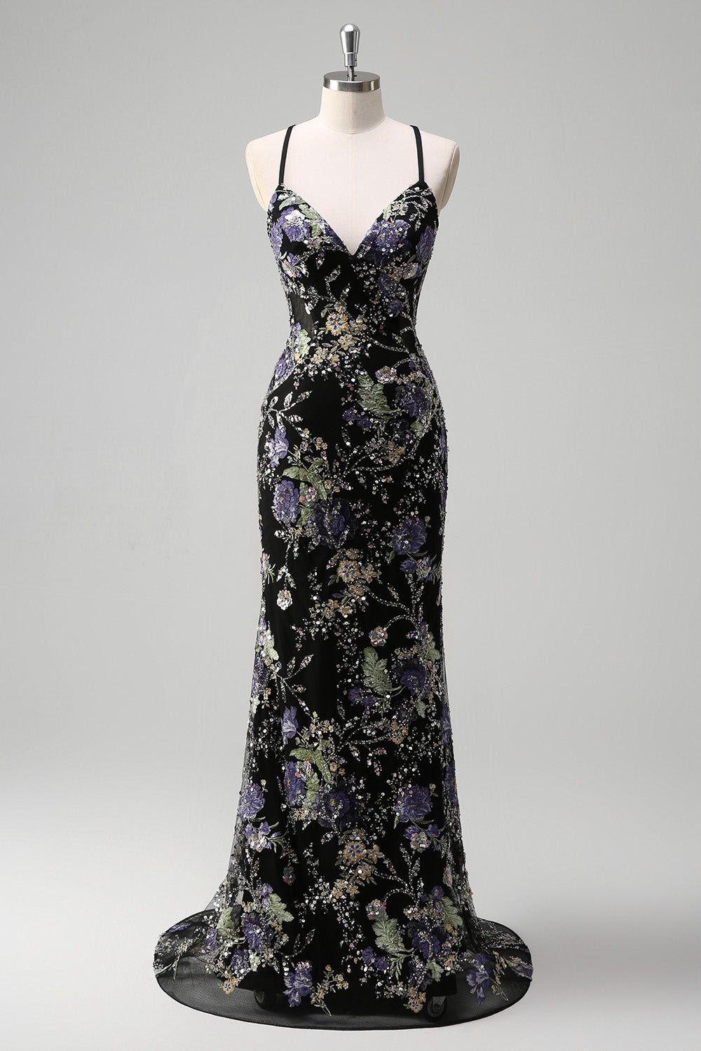 Peacock Mermaid Appliqued Prom Dress with Sequins