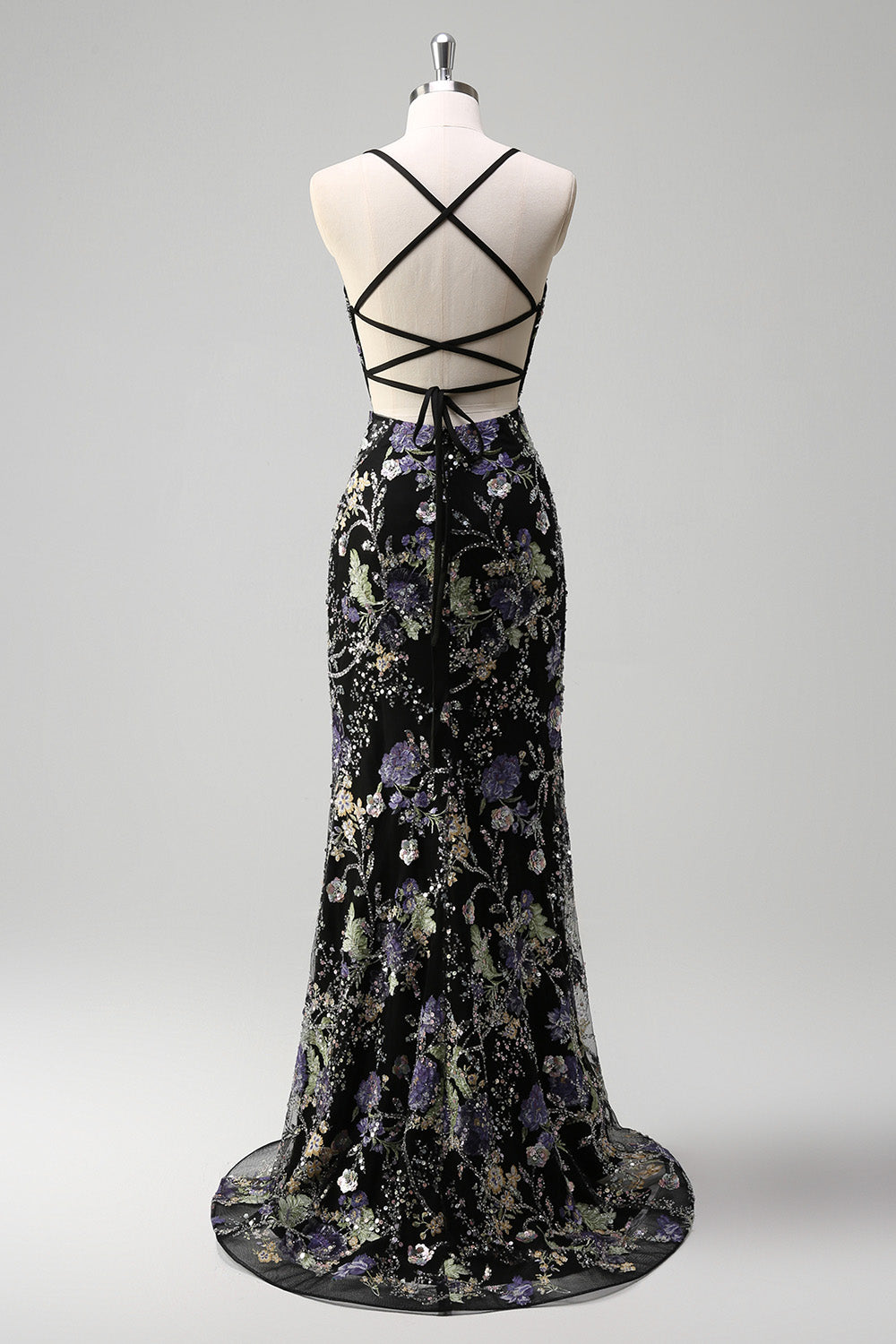 Peacock Mermaid Appliqued Prom Dress with Sequins