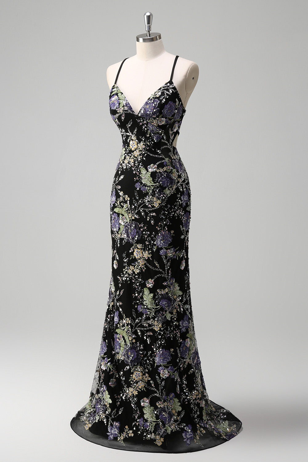 Peacock Mermaid Appliqued Prom Dress with Sequins