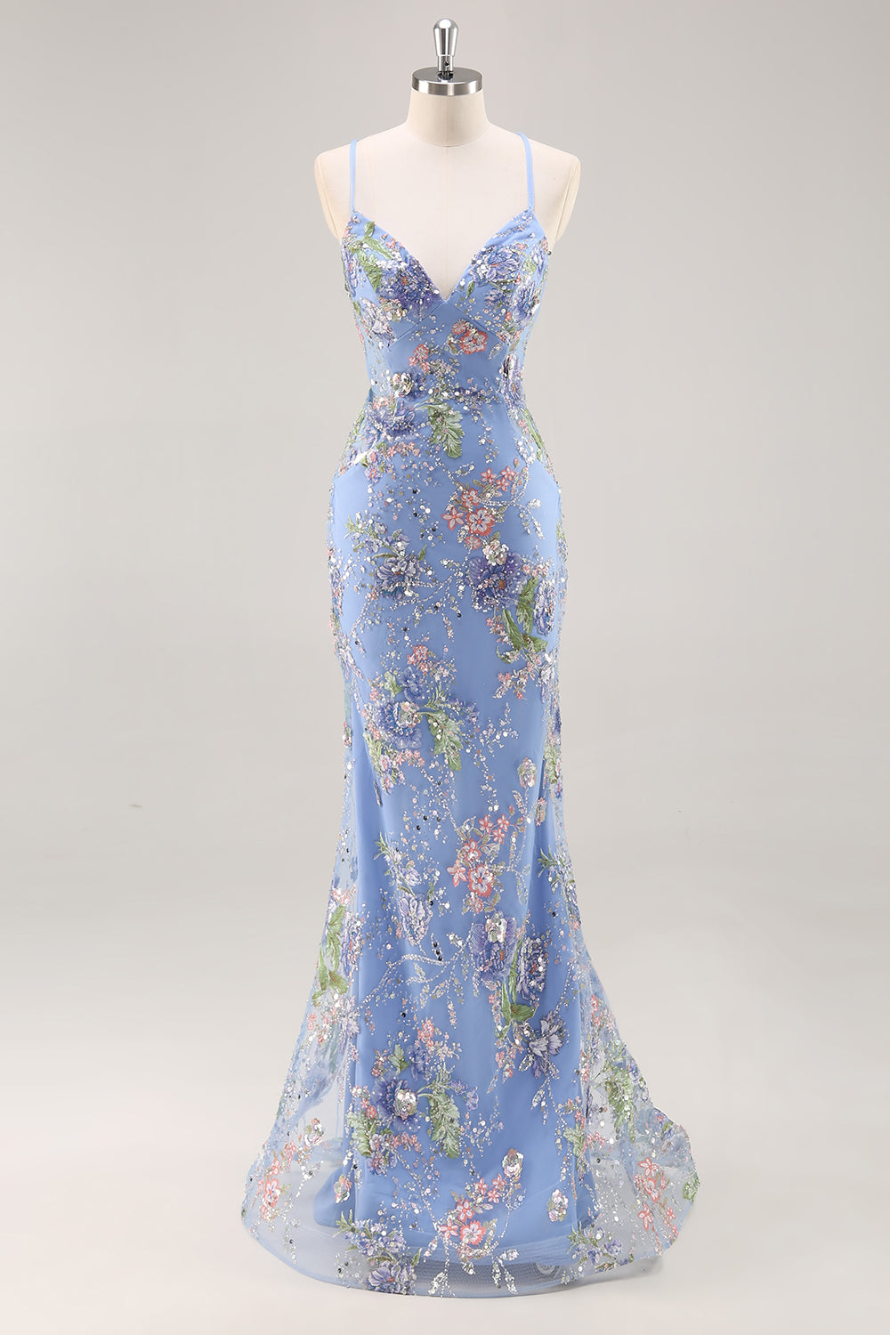 Peacock Mermaid Appliqued Prom Dress with Sequins