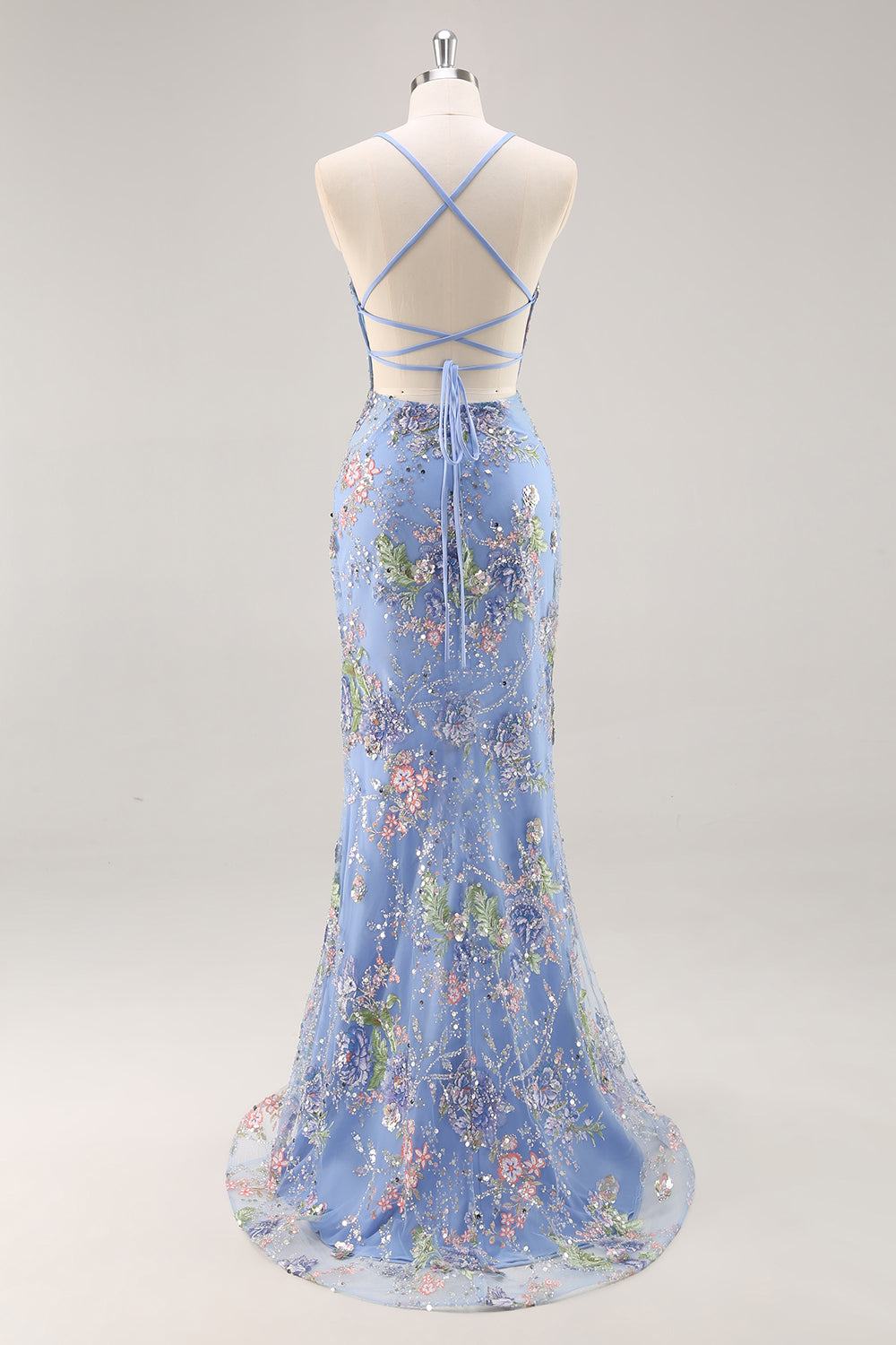 Peacock Mermaid Appliqued Prom Dress with Sequins