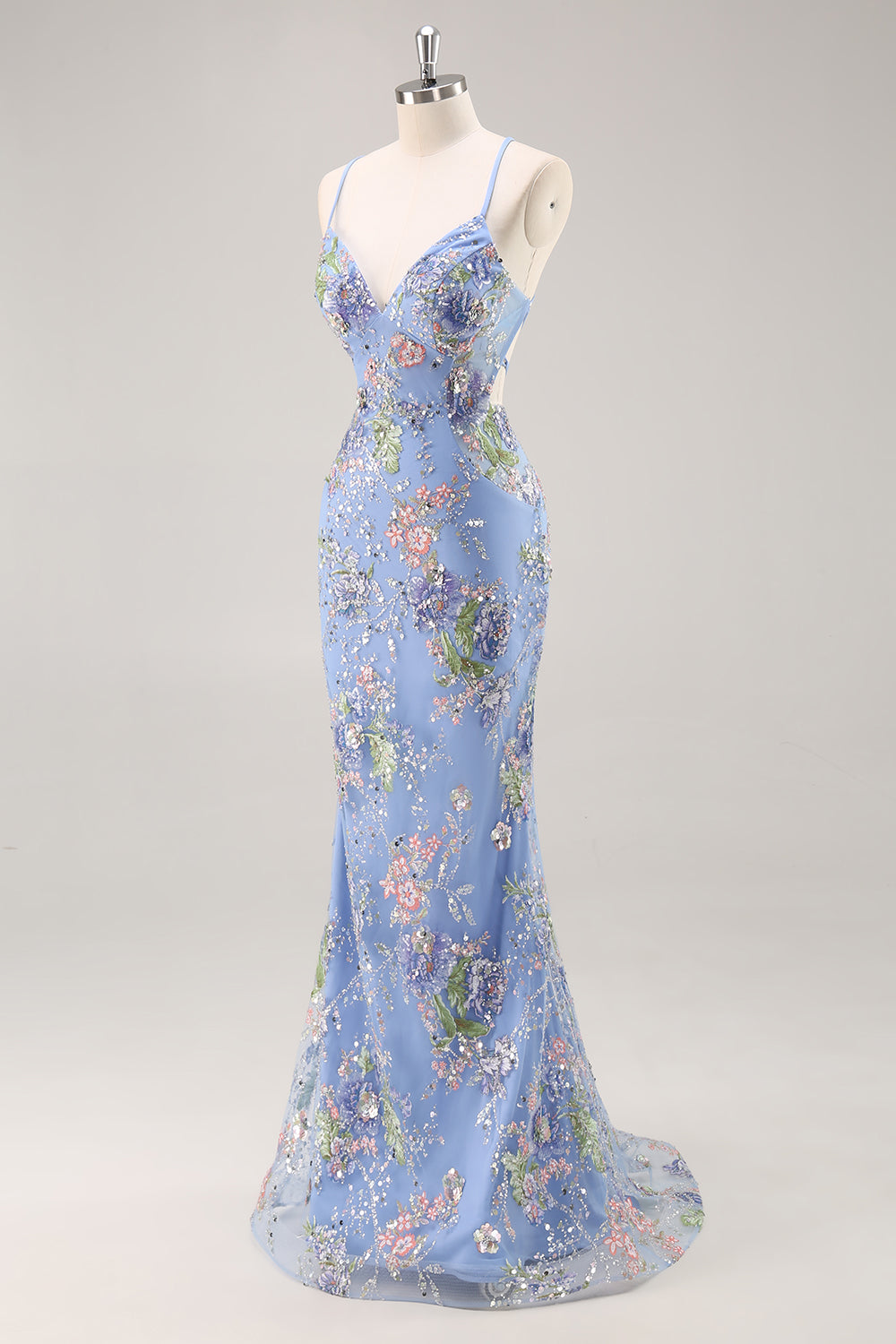Peacock Mermaid Appliqued Prom Dress with Sequins