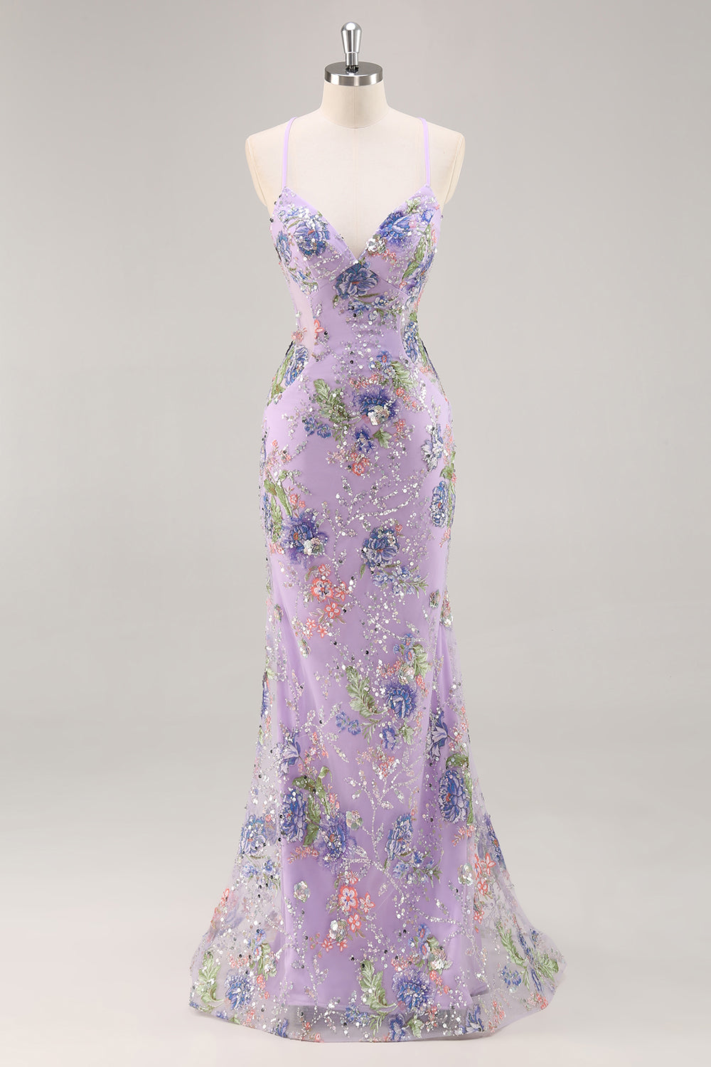 Peacock Mermaid Appliqued Prom Dress with Sequins