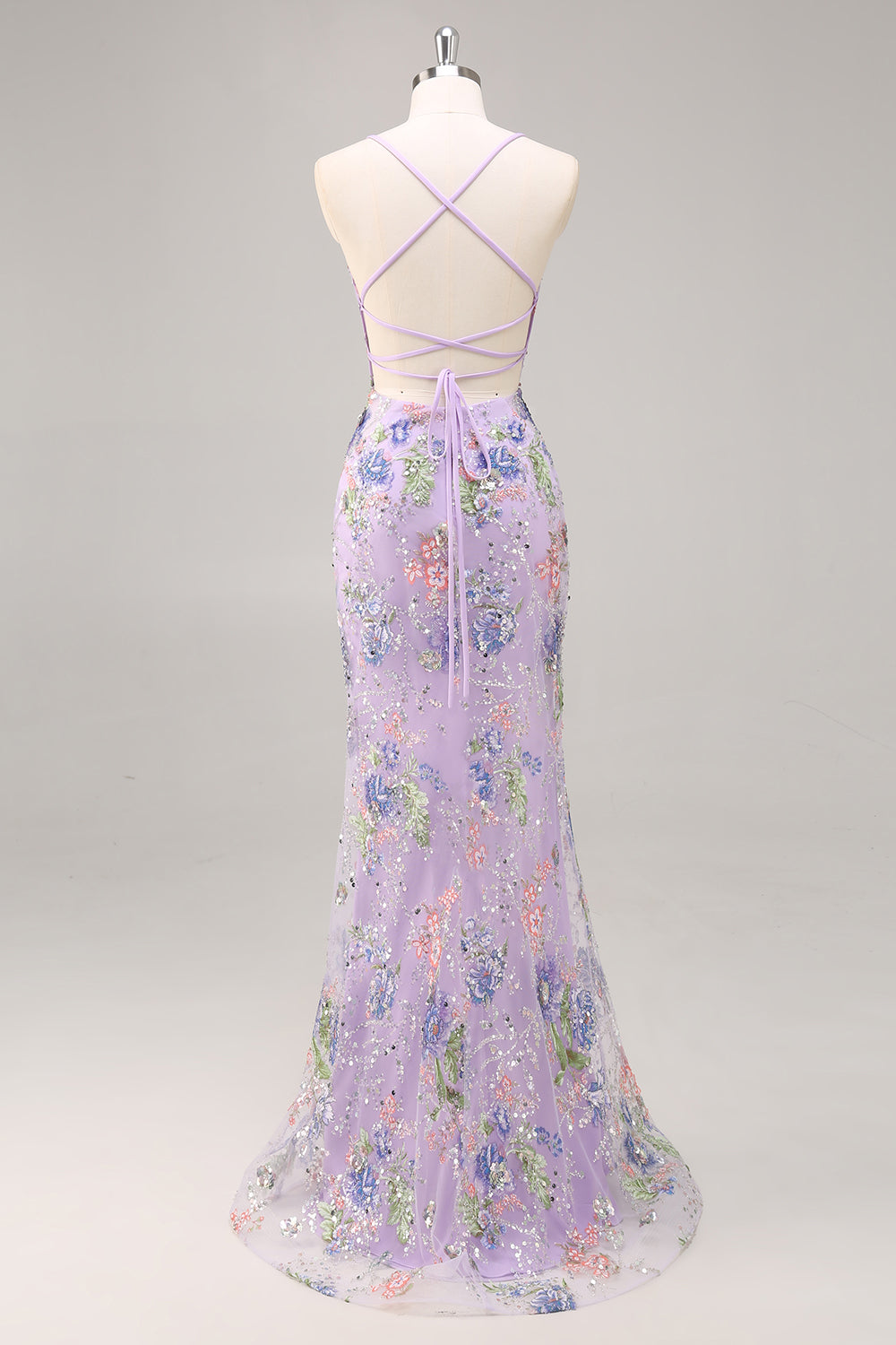 Peacock Mermaid Appliqued Prom Dress with Sequins
