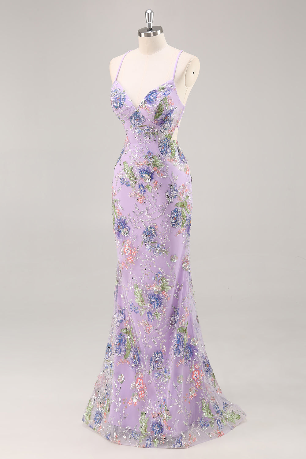 Peacock Mermaid Appliqued Prom Dress with Sequins