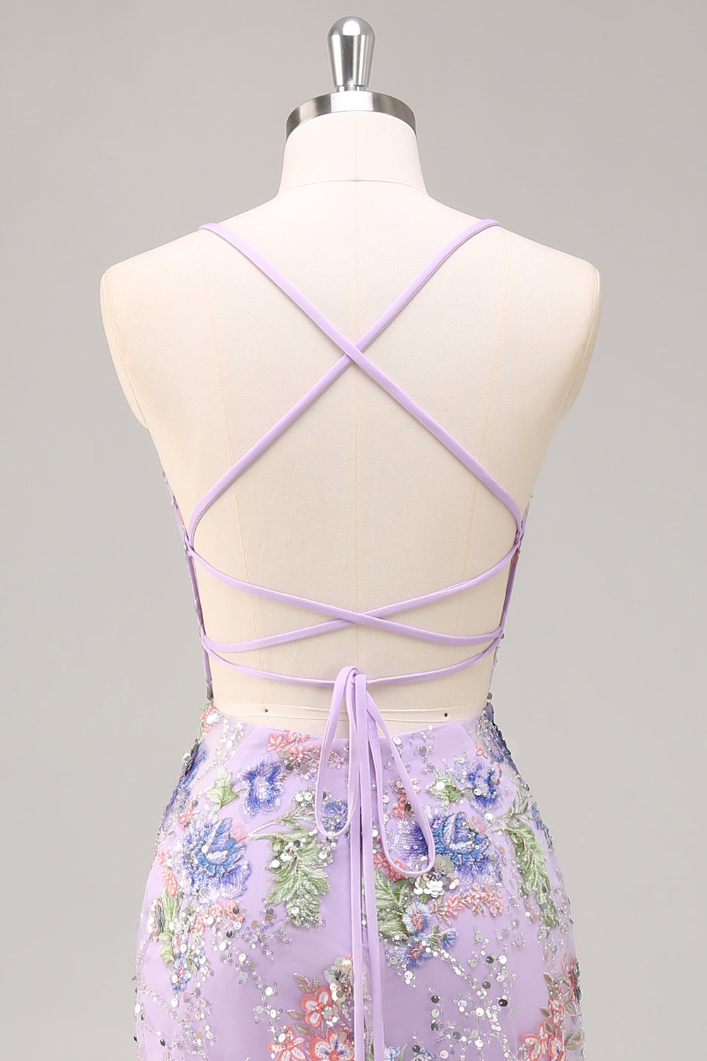 Sparkly Lilac Mermaid Appliqued Prom Dress with Sequins