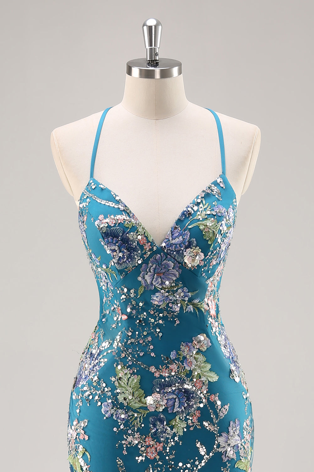 Peacock Mermaid Appliqued Prom Dress with Sequins