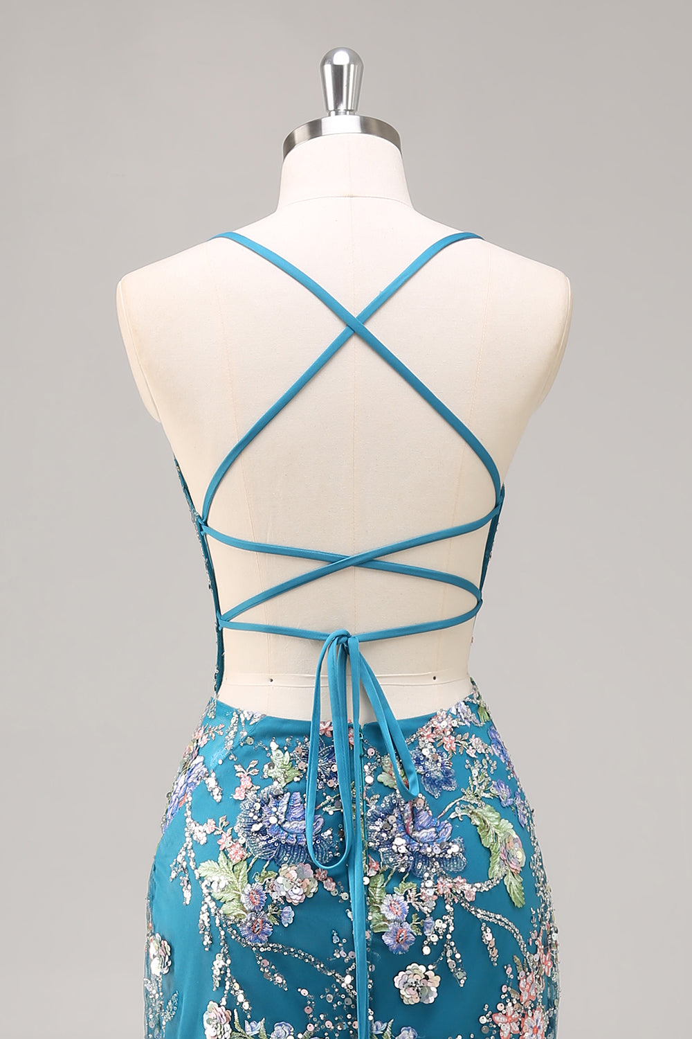 Peacock Mermaid Appliqued Prom Dress with Sequins