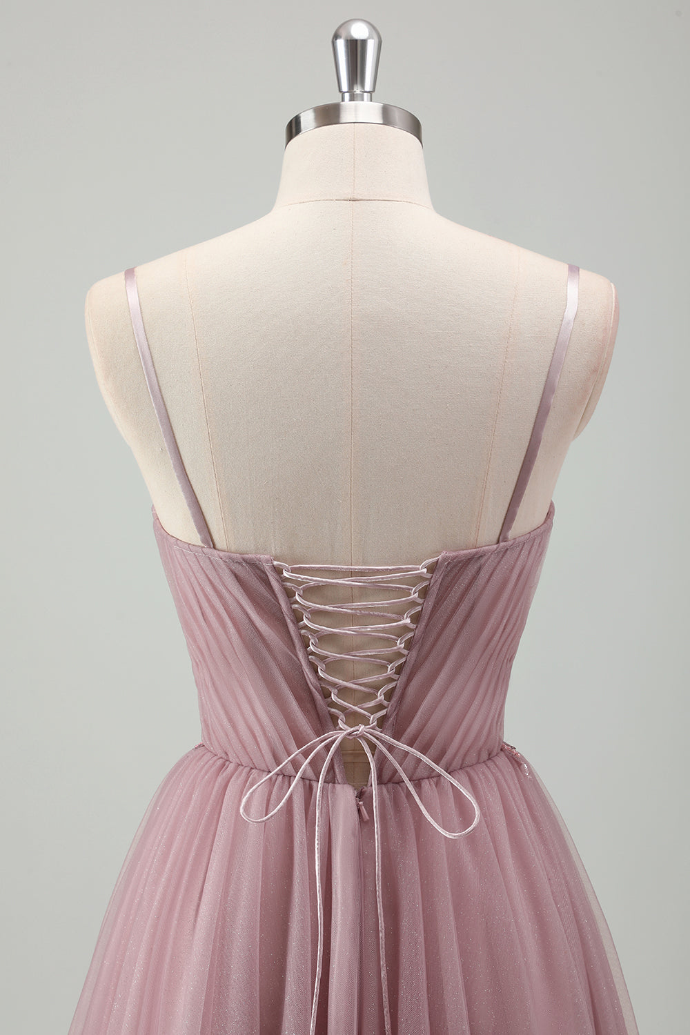 Grey Purple A Line Tulle Prom Dress with Appliques