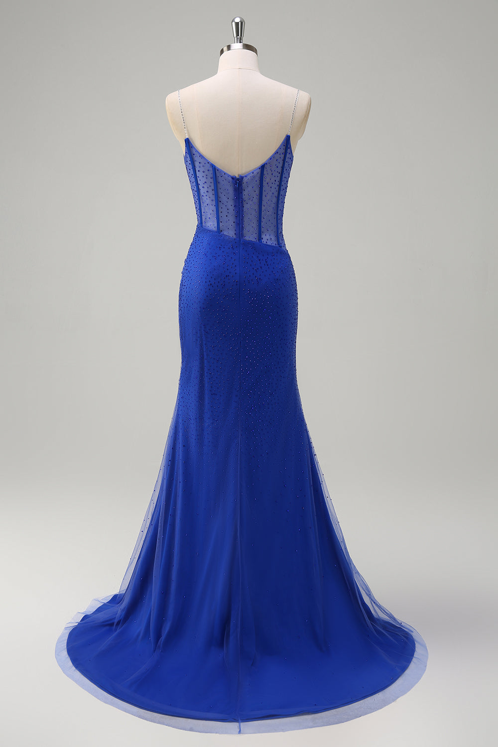 Orange Corset Tulle Slit Mermaid Prom Dress with Beading