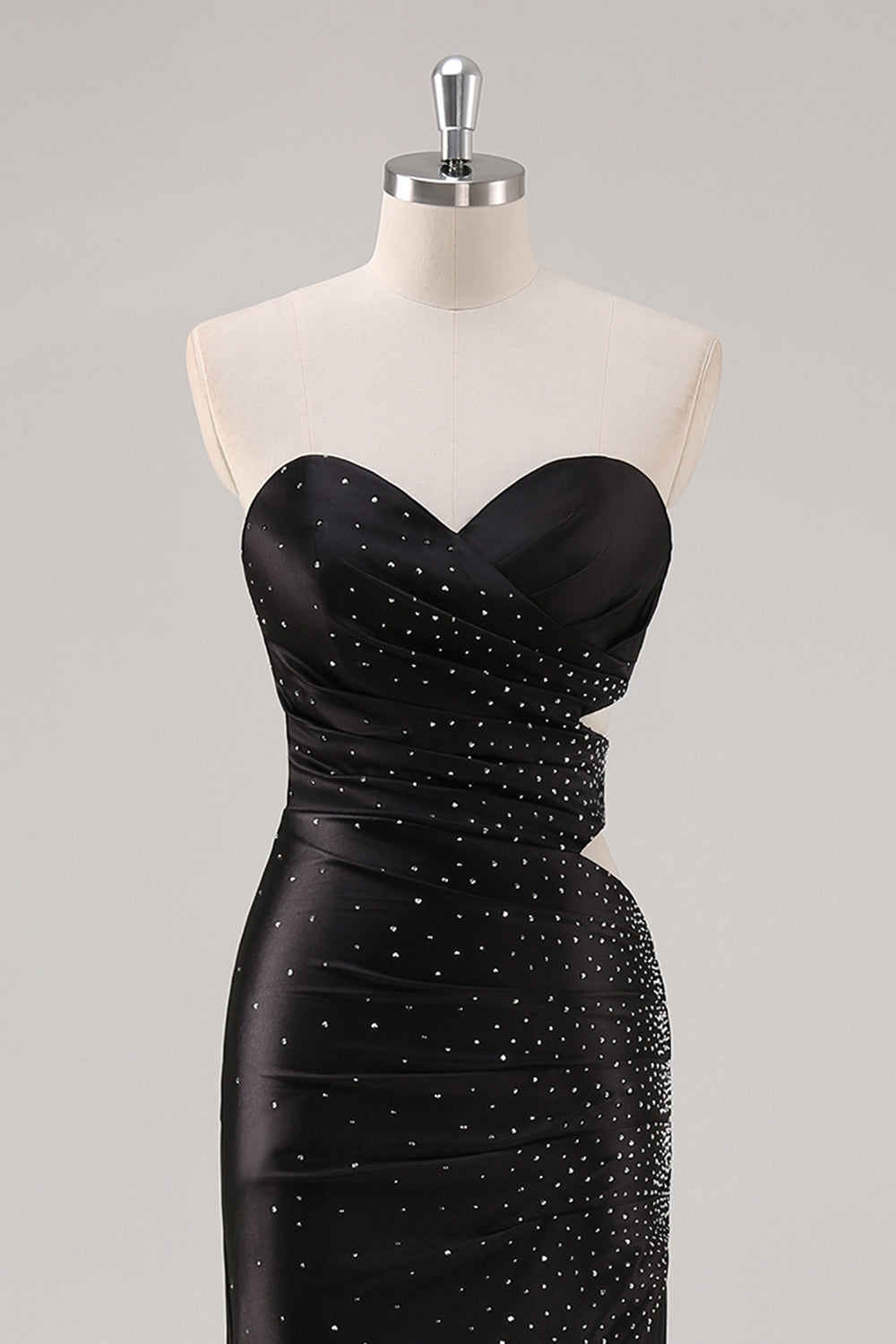 Mermaid Strapless Black Tie Dress with Beading