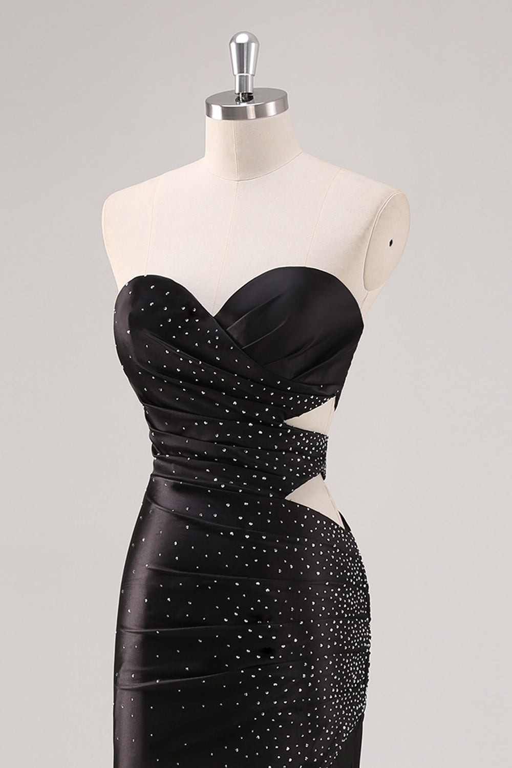 Mermaid Strapless Black Tie Dress with Beading