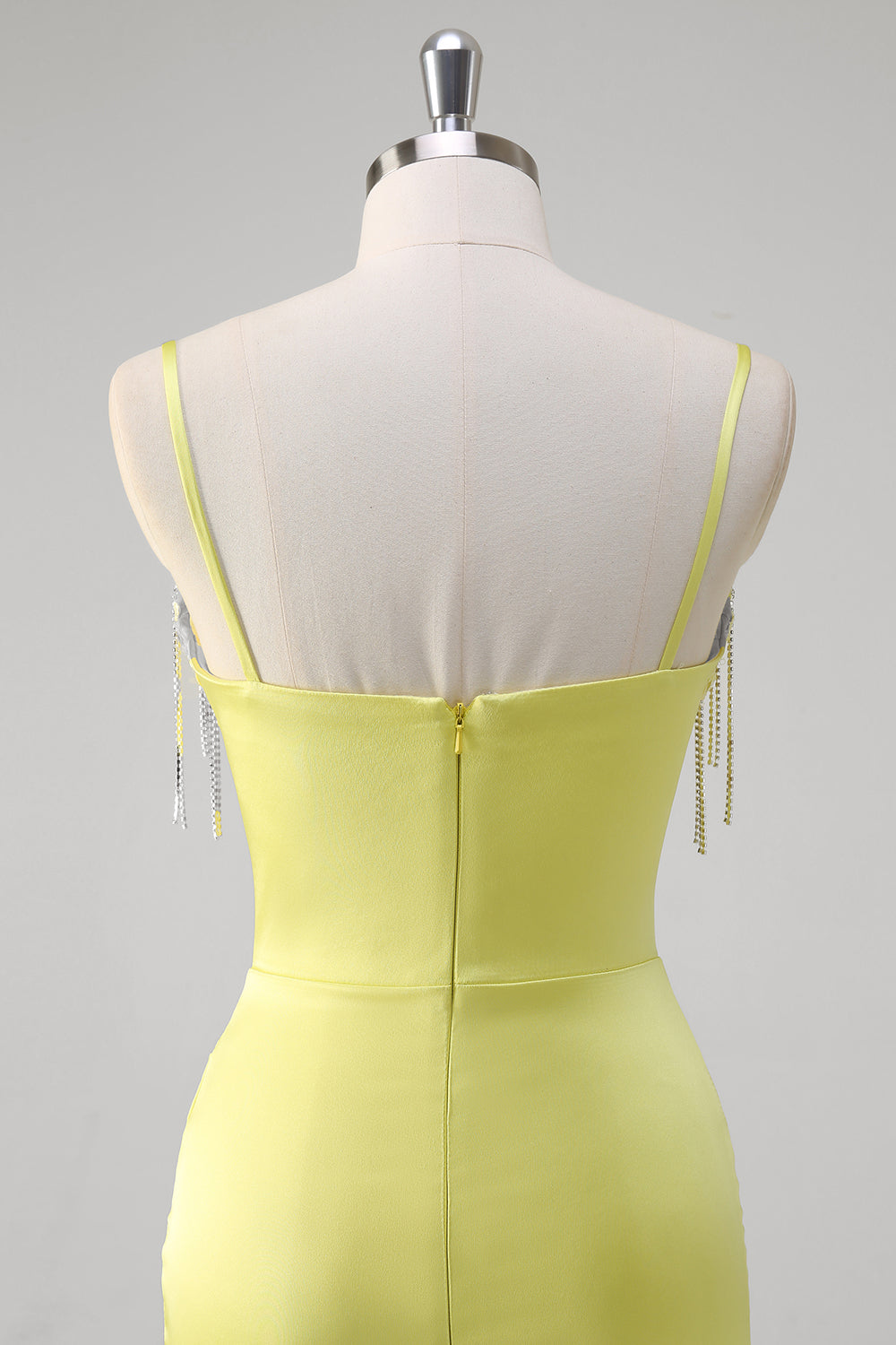 Yellow Ruched Mermaid Corset Prom Dress with Slit