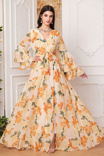 Guest Dresses Zulily Long Sleeve Dresses Berylove Women Floral Yellow Maxi Dress With Slit A Line V Neck Bell Sleeve Wedding Guest Dress, Yellow XL Guest Dresses Zulily Long Sleeve Dresses Berylove Women Floral Yellow Maxi Dress With Slit A Line V Neck Bell Sleeve Wedding Guest Dress, Yellow XL