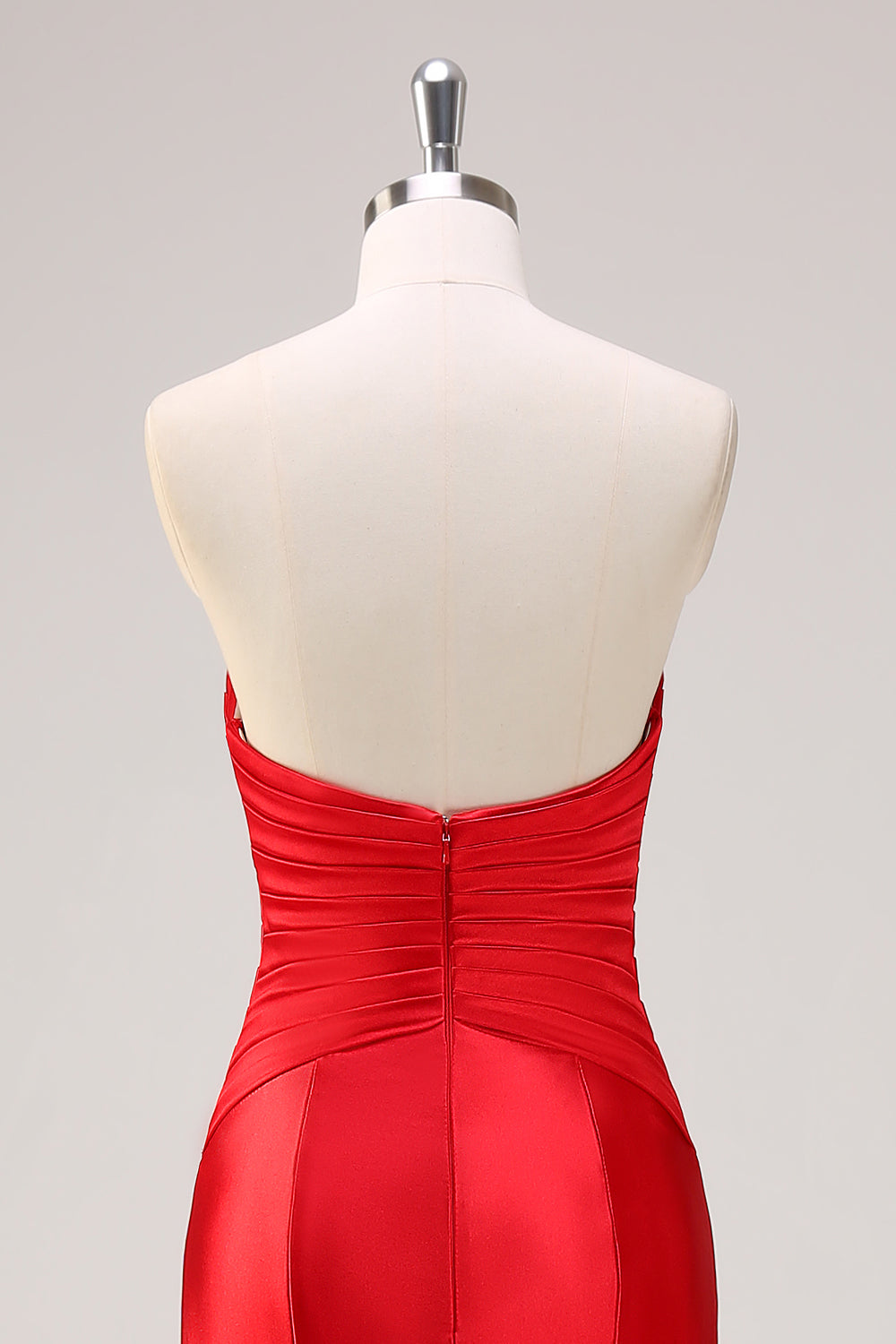 Red Strapless Keyhole Bows Mermaid Prom Dress