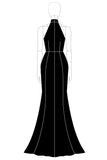 Black Halter Mermaid Formal Dress with Ruffle Hem