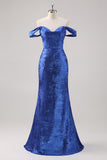 Royal Blue Off The Shoulder Mermaid Prom Dress