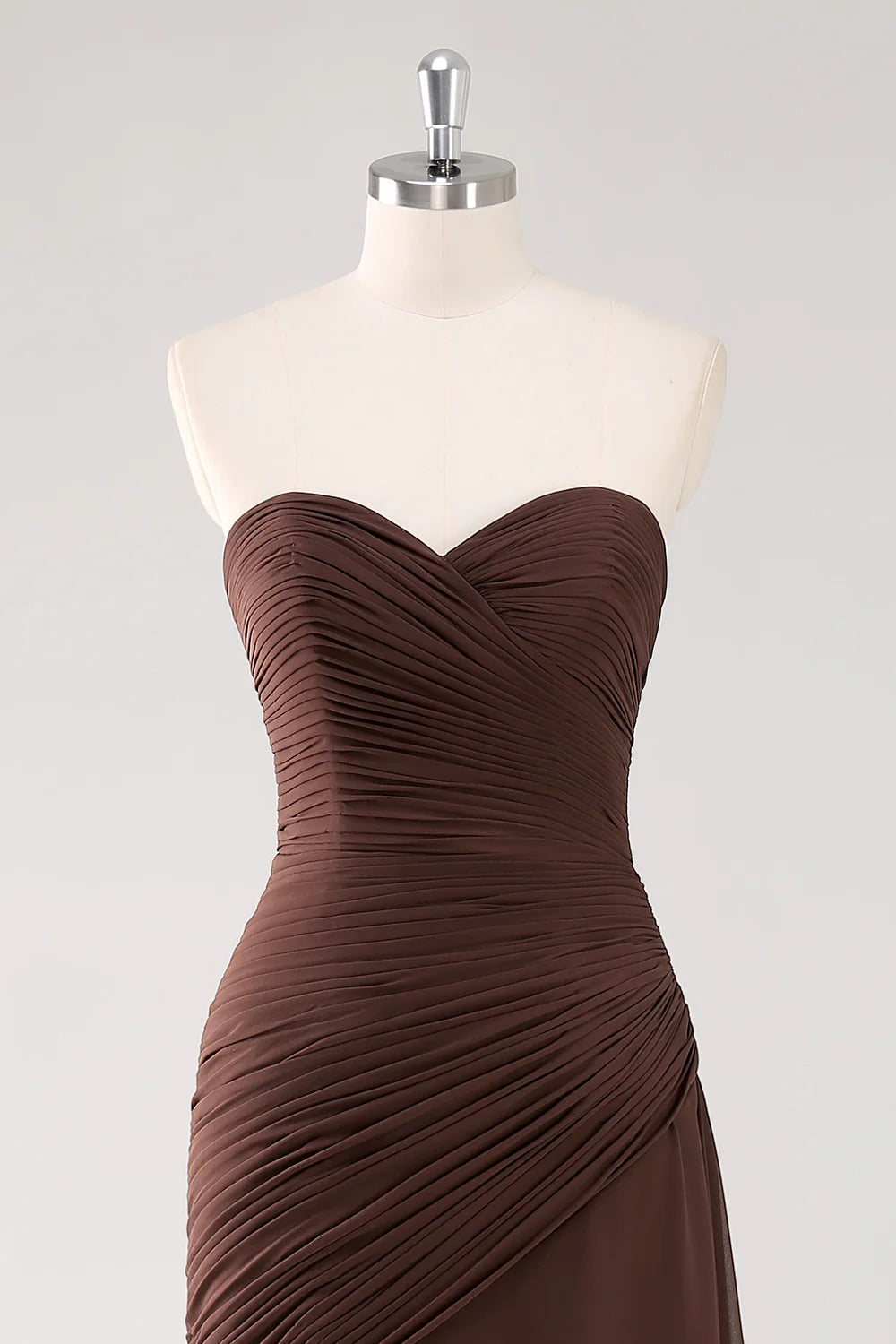 Dark Brown Mermaid Sweetheart Ruched Maxi Formal Dress