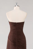 Dark Brown Mermaid Sweetheart Ruched Maxi Formal Dress