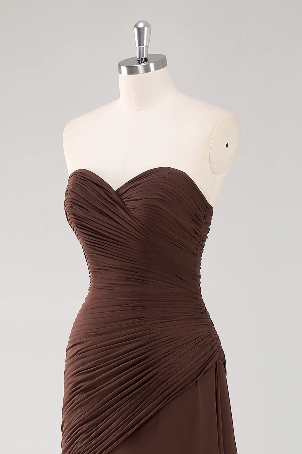 Dark Brown Mermaid Sweetheart Ruched Maxi Formal Dress