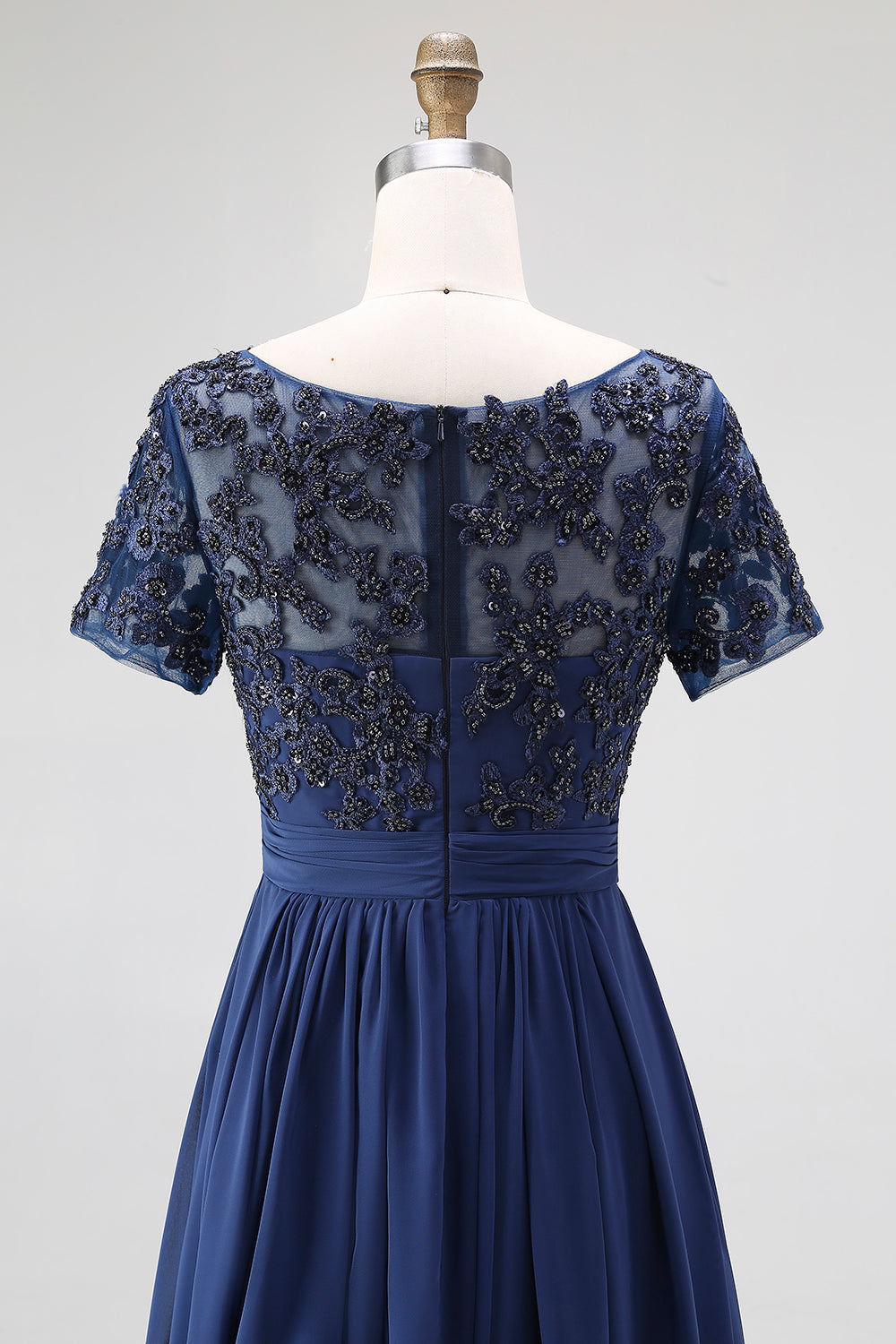 Chiffon A-Line Navy Mother Of the Bride Dress with Appliques