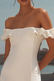 White Off The Shoulder Mini Dress with Ruffles