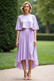 Lilac Pleated A Line Mother Of The Bride Dress With Cloak
