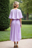 Lilac Pleated A Line Mother Of The Bride Dress With Cloak