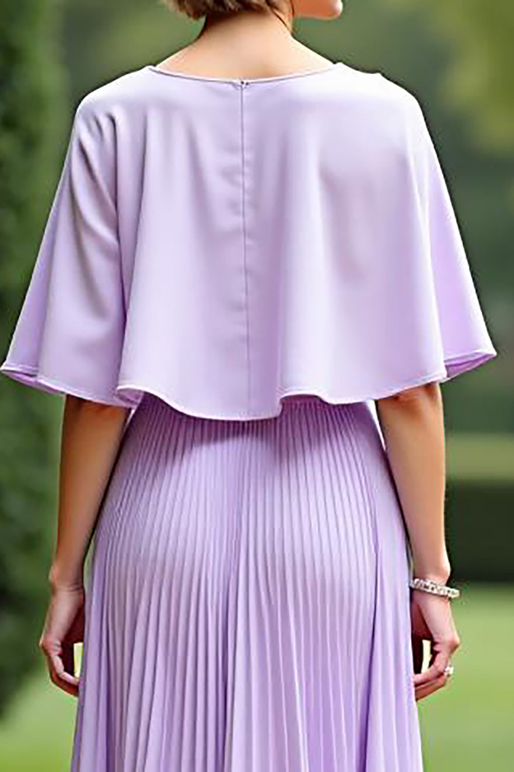 Lilac Pleated A Line Mother Of The Bride Dress With Cloak