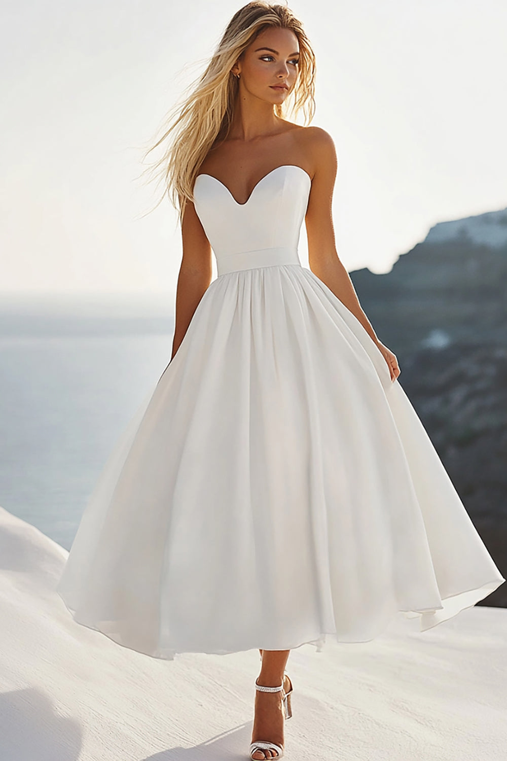White Sweetheart A Line Graduation Dress