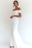 A Line Off the Shoulder White Pleated Engagement Dress