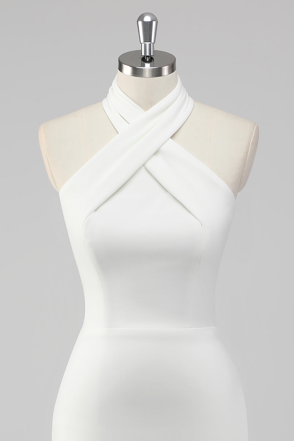 White Halter Short Tight Graduation Dress