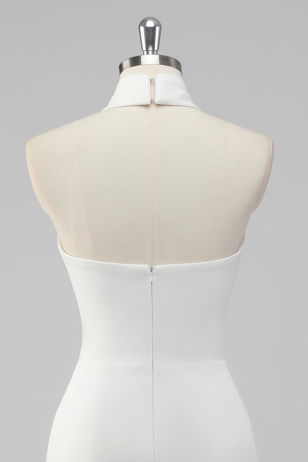 White Halter Short Tight Graduation Dress