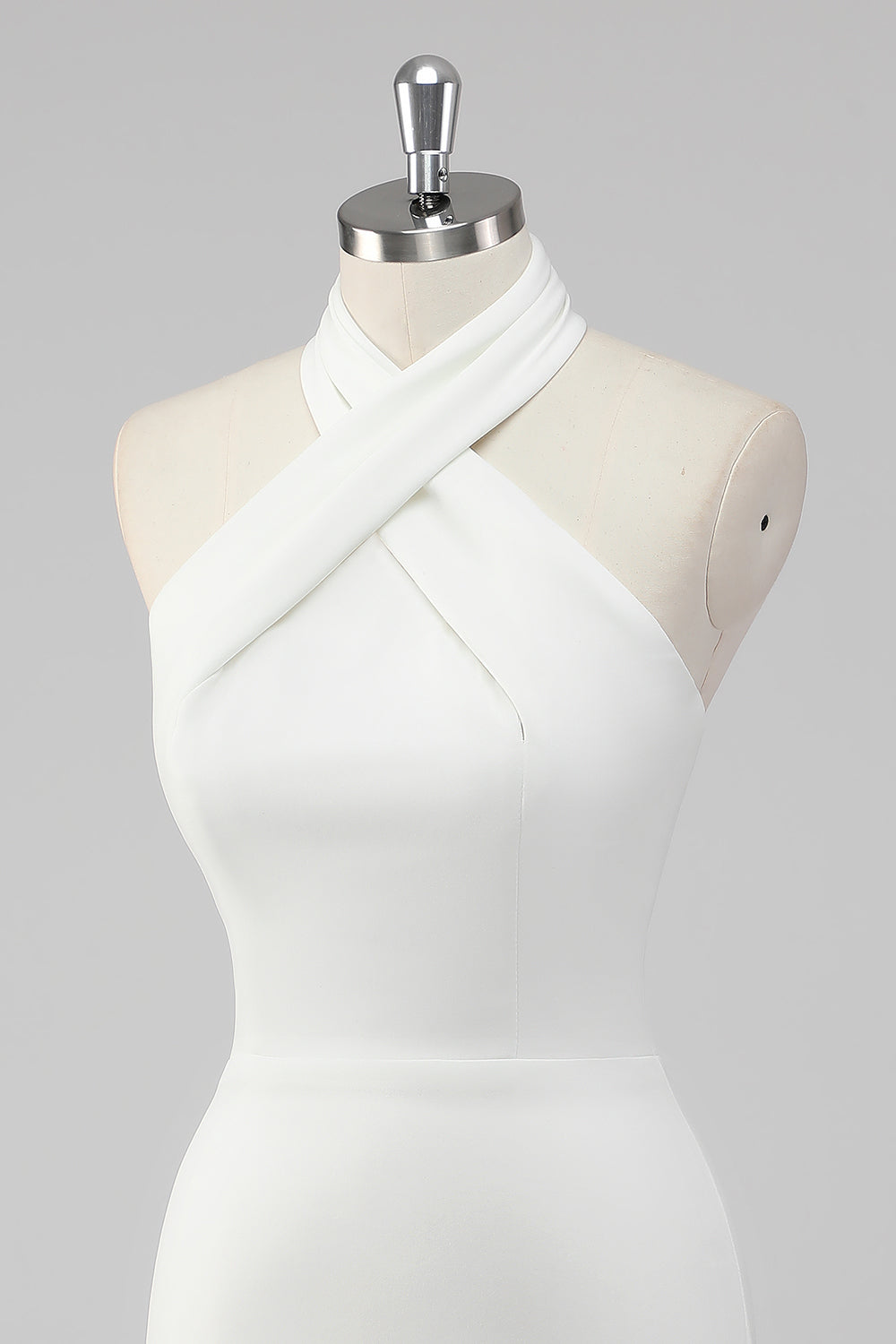 White Halter Short Tight Graduation Dress